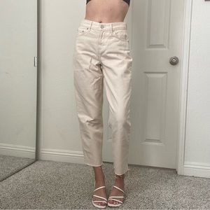 High waist vintage style cutoff mom jeans